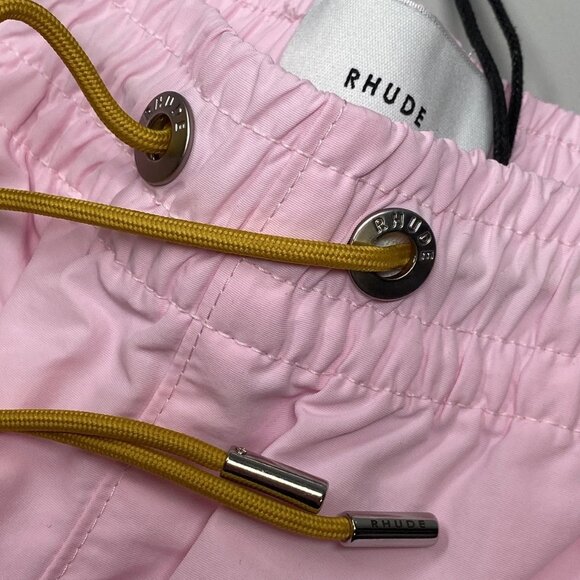 Rhude Men’s Embroidered Logo Swim Shorts Size L Dust Pink - Picture 6 of 8